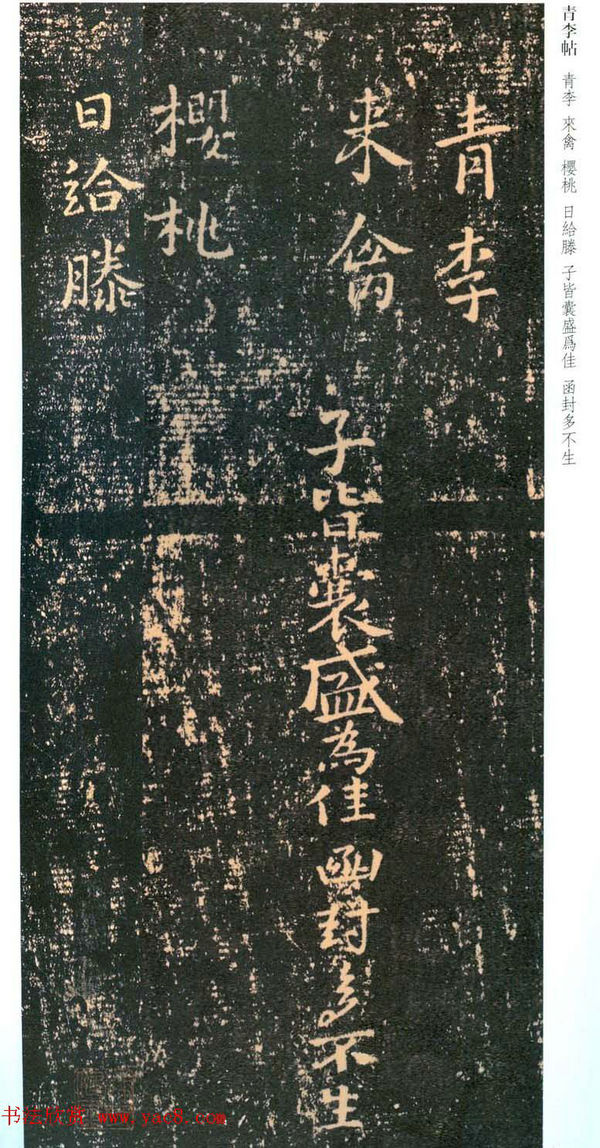 王羲之楷书欣赏《青李来禽帖》